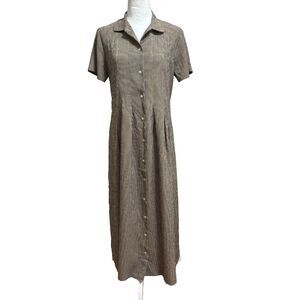 Vintage Sarah Chapman Shirt Dress Sz 10 Gingham Plaid Midi Cottagecore Preppy